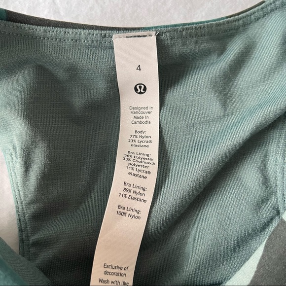 Invigorate Train Tank Size 4 Green Blue Camo lululemon sports bra top - Picture 3 of 9